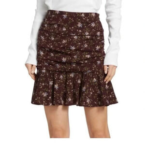 Veronica Beard Taras Silk floral ruffle mini skirt